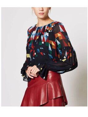 Joie Burella Silk Geometric Blouse